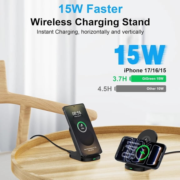 MINSUI-for Google Pixel 10 Pro XL Wireless Phone Charger Stand for Android Pixel 10 Pro Fold/9 Pro XL/8Pro/7/6,Samsung Galaxy S25 Ultra S25FE S24 Z Flip7 S23,Cordless Charger Pixel Snap Fast Charging