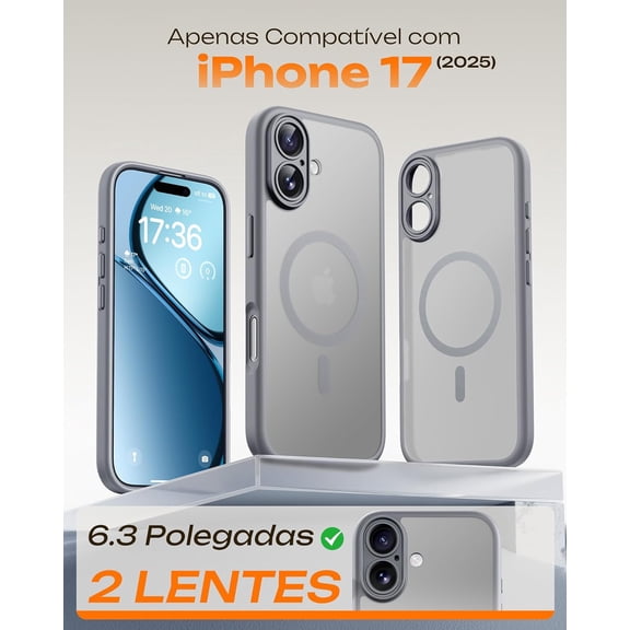 MINSUI-for Phone 17 Case, Compatible with Magsafe Charger, Full Camera Protection, Drop Protection, Translucent Matte Phone Case for Phone 17 6.3 inch (Gray)