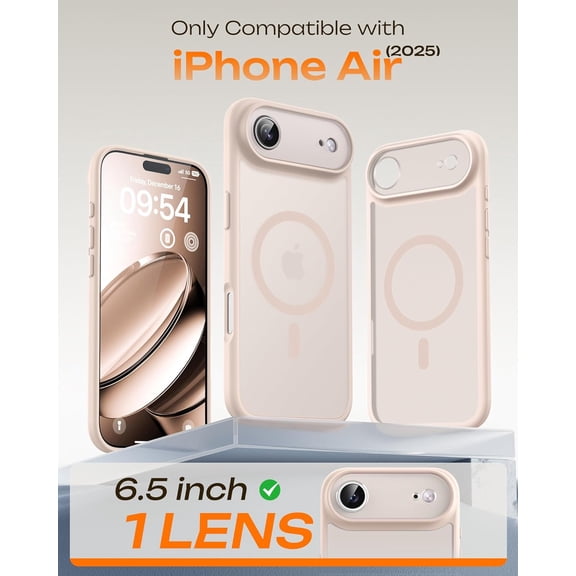 MINSUI-for iPhone Air Case, Compatible with Magsafe Charger, Full Camera Protection, Drop Protection, Translucent Matte Phone Case for iPhone 17 Air 6.5 inch (Desert)
