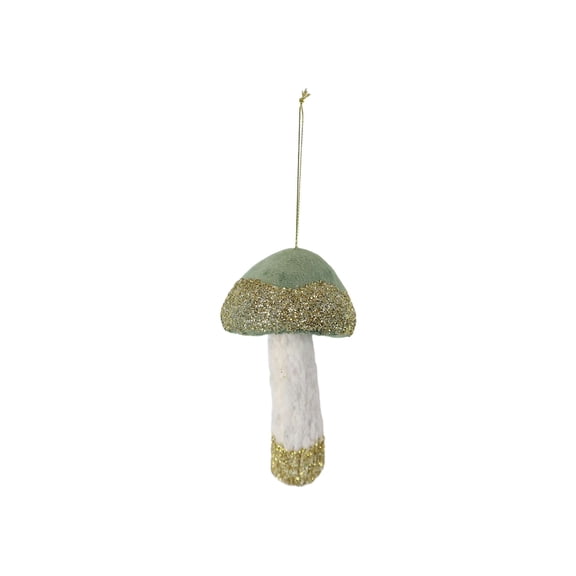 Green/Gold/Ivory Fabric Mushroom Christmas Ornament, 5", by Holiday Time