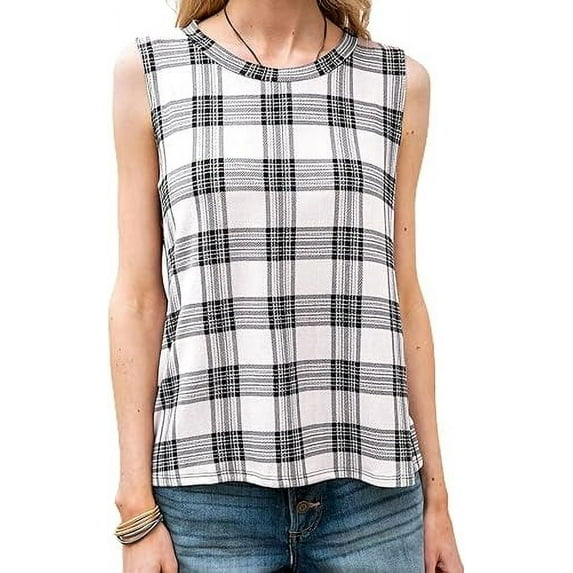 MINT PLUS PINK - WOMEN'S CASUAL BASIC SUMMER CUTE TANK TOPS | Summer Essential | Flannel off white | Soft & Stylish Sleeveless Blouses for Every Occasion