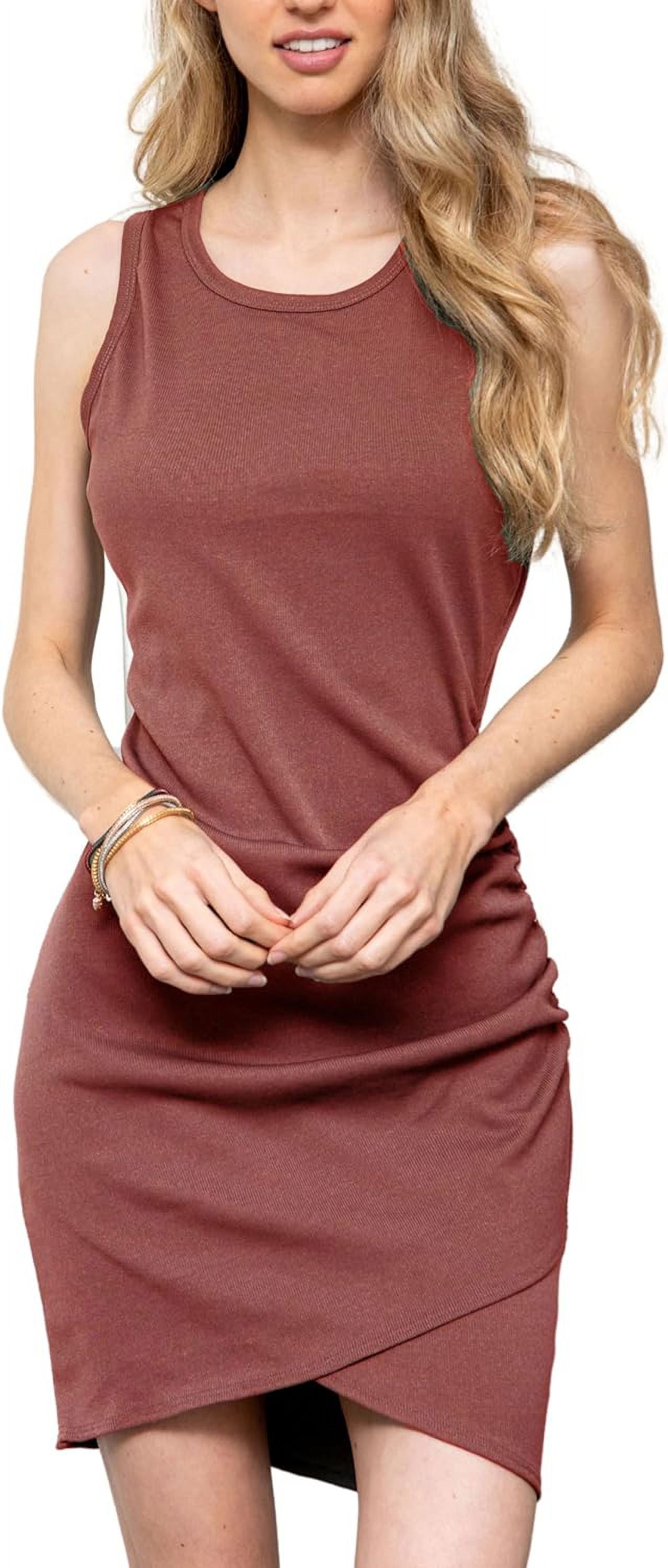 MINT PLUS PINK Women's Summer Bodycon Slim Fit Ribbed Ruched Sleeveless ...