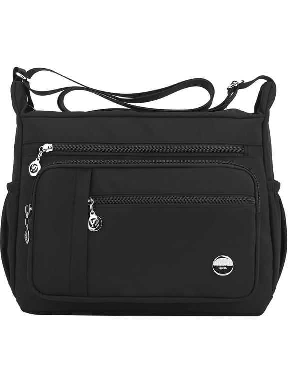 Women's Nylon Solid Tote Crossbody, Black