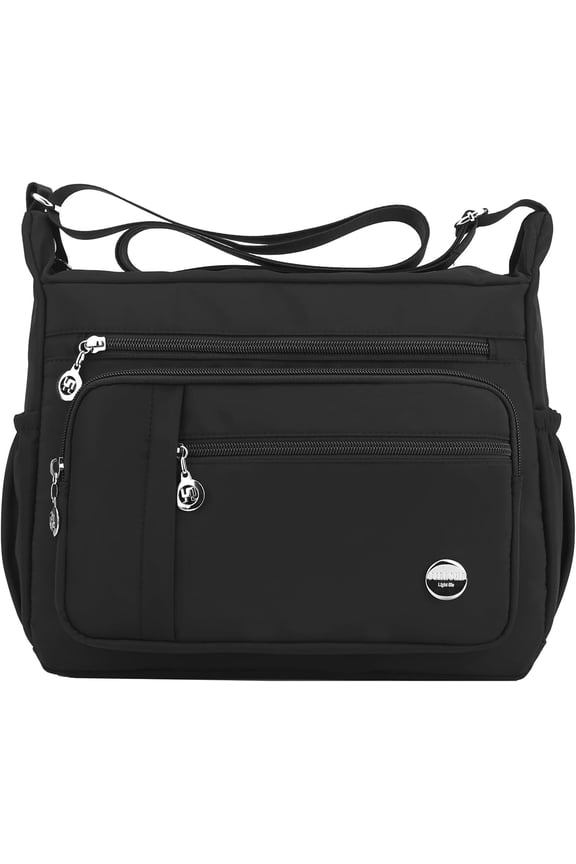 Women's Nylon Solid Tote Crossbody, Black