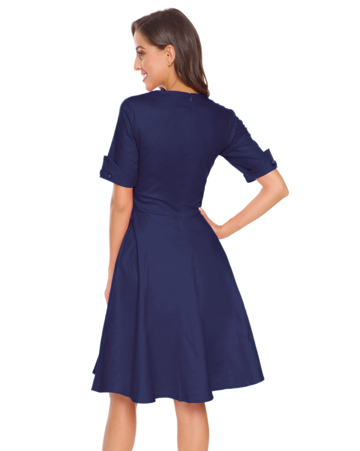 MINTLIMIT Women's 1950s Vintage Wrap Deep V Neck Half Sleeve Retro Cocktail Swing Dress