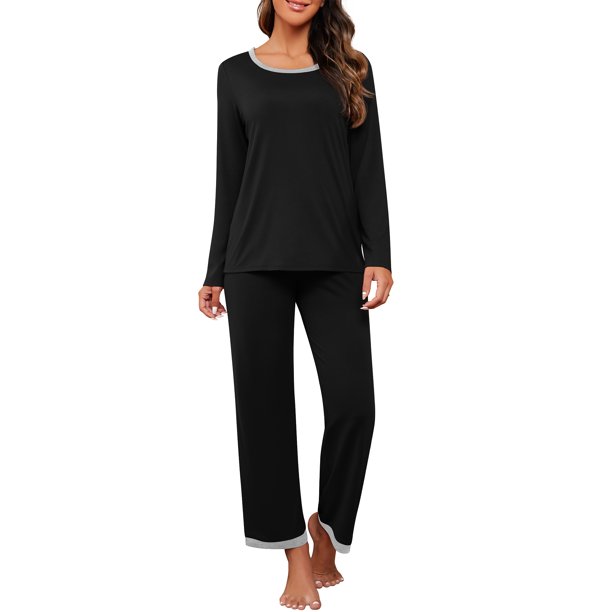 MINTREUS 2023 Women's Pajama Set Long Sleeve Sleepwear Ladies Soft Pjs Lounge Set