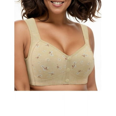 MINTREUS Women's Front Button Closure Bra Comfort Full-coverage Bra Senior Front-Closing Wirefree Bra