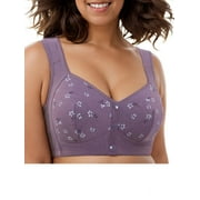 MINTREUS Women's Front Button Closure Bra Comfort Full-coverage Bra Senior Front-Closing Wirefree Bra