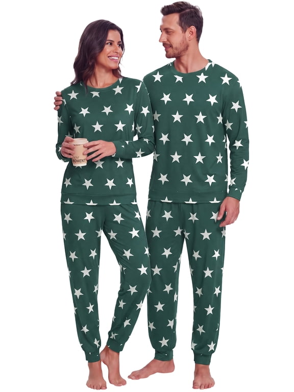 Matching Pajamas for Couples/Him and Her 2 Piece Long Sleeve Sleepwear Pj Set for Women Loungewear with Pockets Pijamas Para Parejas
