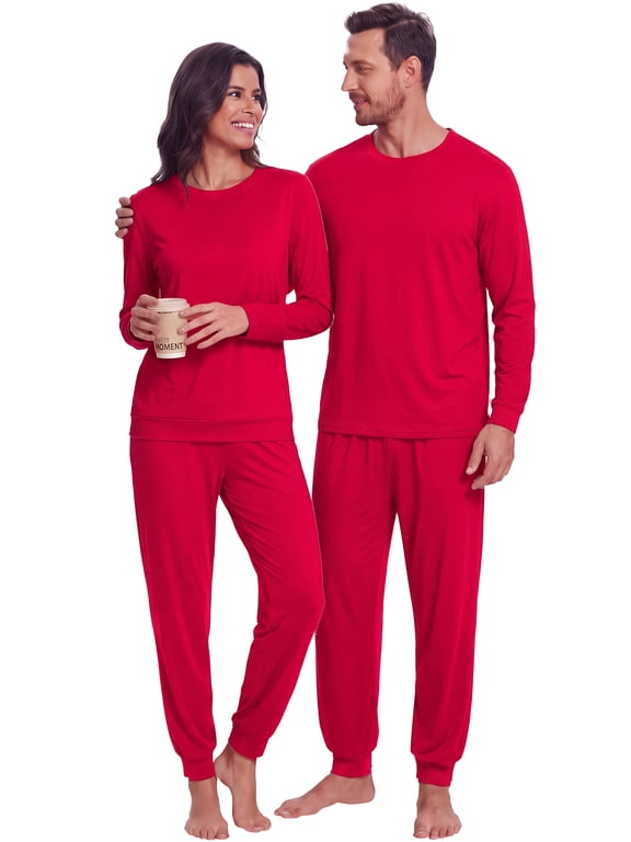 Matching Pajamas for Couples/Him and Her 2 Piece Long Sleeve Sleepwear Pj Set for Men Loungewear with Pockets Pijamas Para Parejas