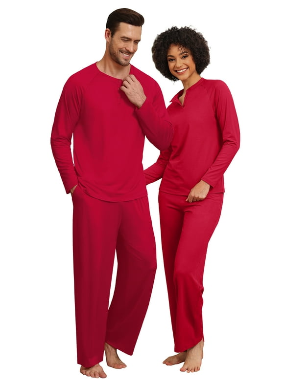 Couple Pajama Sets Soft PJs Sets for Couples/Women/Men Matching Sleepwear with Pockets