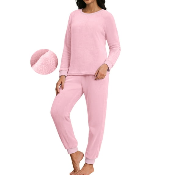 MINTREUS Womens Christmas Fannel Fuzzy Pajamas - Plush Fleece Set with Pockets | Holiday Gift & Toasty Loungewear