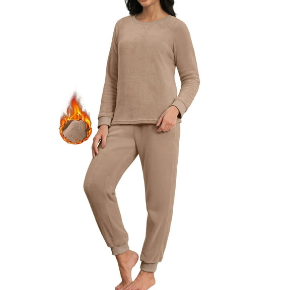 MINTREUS Fluffy Pajamas for Women Soft Comfy Pjs Sleepwear Loungewear Fuzzy Fleece for Winter with Pockets