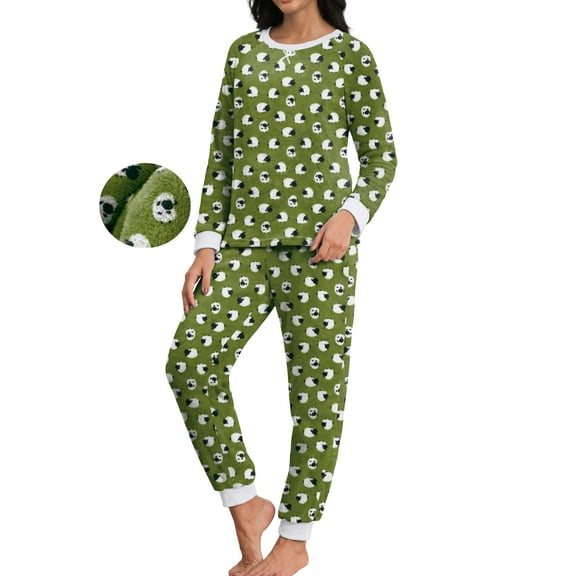 MINTREUS Womens Christmas Fannel Fuzzy Pajamas - Plush Fleece Set with Pockets | Holiday Gift & Toasty Loungewear