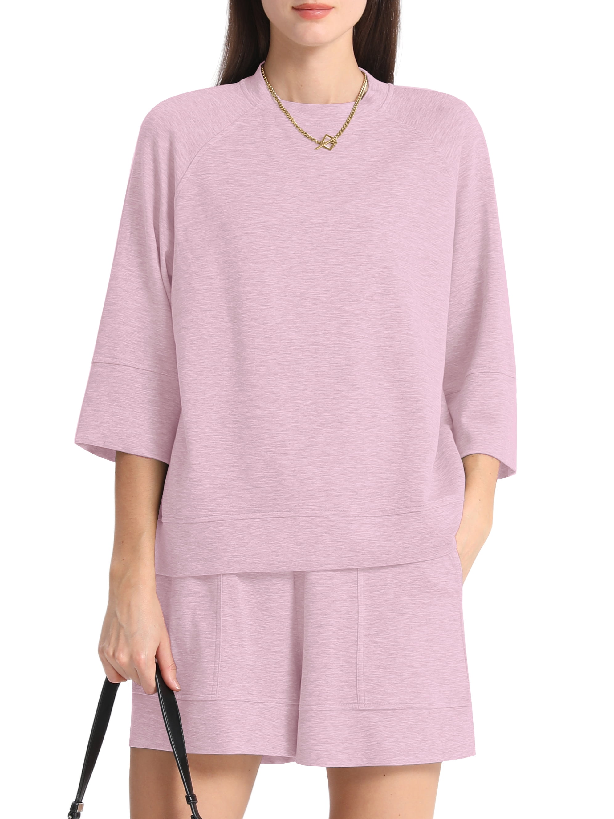 Casual Loose Loungewear Top Shorts Knitted Suit