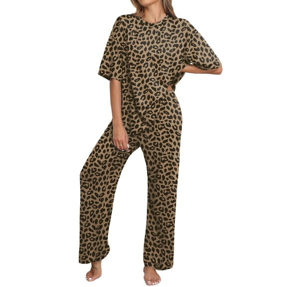 MINTREUS Lounge Sets for Women Knit Short Sleeve Tops and Long Pants Soft Comfy Pajamas Set Oversized 2 Piece Outfits S-4X