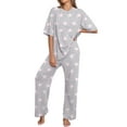 thumbnail image 1 of MINTREUS Lounge Sets for Women Knit Short Sleeve Tops and Long Pants Soft Comfy Pajamas Set Oversized 2 Piece Outfits S-2X, 1 of 8