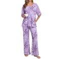 thumbnail image 1 of MINTREUS Lounge Sets for Women Knit Short Sleeve V-neck Tops and Long Pants Soft Comfy Pajamas Set Oversized 2 Piece Outfits, 1 of 7