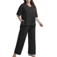 thumbnail image 1 of MINTREUS Lounge Sets for Women Plus Size Pajamas Knit pjs Short Sleeve Tops and Long Pants Soft Comfy 2 Piece Pajama Set, 1 of 10