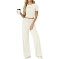 thumbnail image 1 of MINTREUS Lounge Sets for Women Short Sleeve Tops Wide Leg Pants Comfy Loungewear Two Piece Outfits with Pocketed, 1 of 6