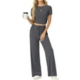 thumbnail image 1 of MINTREUS Lounge Sets for Women Short Sleeve Tops Wide Leg Pants Comfy Loungewear Two Piece Outfits with Pocketed, 1 of 6