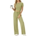 thumbnail image 1 of MINTREUS Lounge Sets for Women Short Sleeve Tops Wide Leg Pants Comfy Loungewear Two Piece Outfits with Pocketed, 1 of 6