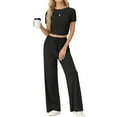 thumbnail image 1 of MINTREUS Lounge Sets for Women Short Sleeve Tops Wide Leg Pants Comfy Loungewear Two Piece Outfits with Pocketed, 1 of 6