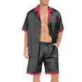 thumbnail image 1 of MINTREUS Men Satin Silk Pajamas Set with Pockets Sleepwear Shorts Satin Loungewear 2 Piece Button Down Set, 1 of 6