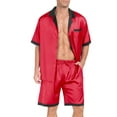 thumbnail image 1 of MINTREUS Men Satin Silk Pajamas Set with Pockets Sleepwear Shorts Satin Loungewear 2 Piece Button Down Set, 1 of 6