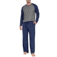 thumbnail image 1 of MINTREUS Men's Pajama Set Lightweight Sleepwear Long Sleeve Shirts and Bottoms Soft Comfy Pjs with Pockets S-4X, 1 of 6
