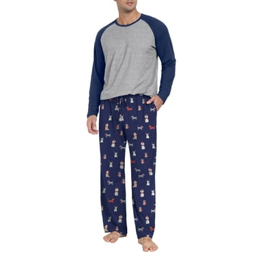MINTREUS Men's Pajama Set Lightweight Sleepwear Long Sleeve Shirts and Bottoms Soft Comfy Pjs with Pockets