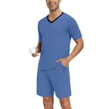 MINTREUS Men's Pajama Set Short Sleeved V-Neck 2-Piece Pajama Shorts ...