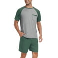 thumbnail image 1 of MINTREUS Men's Pajama Set Short sleeved Round Neck 2-piece Set Men's Shorts Casual Set Raglan Pajamas, 1 of 7