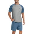 thumbnail image 1 of MINTREUS Men's Pajama Set Short sleeved Round Neck 2-piece Set Men's Shorts Casual Set Raglan Pajamas, 1 of 7