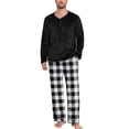 thumbnail image 1 of MINTREUS Mens Flannel Pajamas Set 2 Piece Long Sleeve Pjs Pijama Fleece Winter Henley Neck Lounge Sets Sleepwear with Pockets, 1 of 9