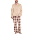 thumbnail image 1 of MINTREUS Mens Flannel Pajamas Set 2 Piece Long Sleeve Pjs Pijama Fleece Winter Henley Neck Lounge Sets Sleepwear with Pockets, 1 of 9