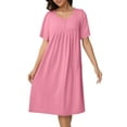 thumbnail image 1 of MINTREUS Nightgown Short Sleeve for Women Sleepwear V Neck Nightshirt House Dress with Pockets, 1 of 7