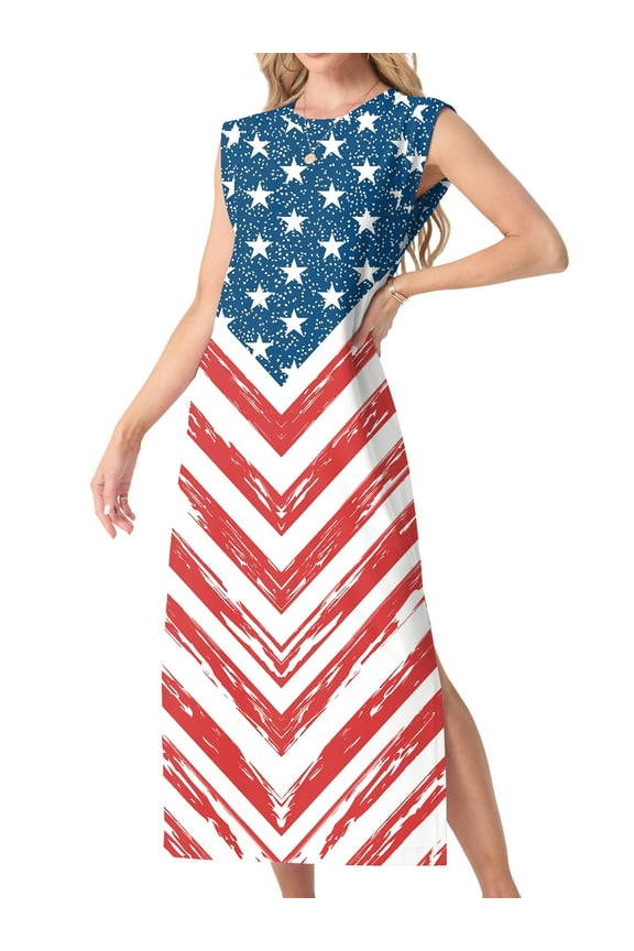 Nightgowns for Women Sleeveless Maxi Long Lounge Dress Lightweight Nightshirt with Pockets