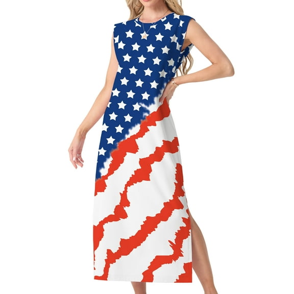 MINTREUS Nightgowns for Women Sleeveless Maxi Long Lounge Dress Lightweight Nightshirt with Pockets