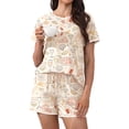 thumbnail image 1 of MINTREUS Pajama Set for Women 2 Piece Lounge Set Short Sleeve Tops and Shorts Soft Sleepwear with Pockets S-2X, 1 of 6
