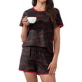 thumbnail image 1 of MINTREUS Pajama Set for Women 2 Piece Lounge Set Short Sleeve Tops and Shorts Soft Sleepwear with Pockets S-2X, 1 of 6