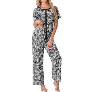 MINTREUS Pajama Sets for Women Short Sleeve Sleepwear Button Down Pjs Soft 2 Piece Lounge Sets with Pockets