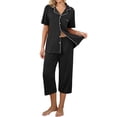 thumbnail image 1 of MINTREUS Pajama Sets for Women Notch Knit Top and Capri Pants Pjs Soft Lounge Sets, 2 Piece, Sizes M-3X, 1 of 7