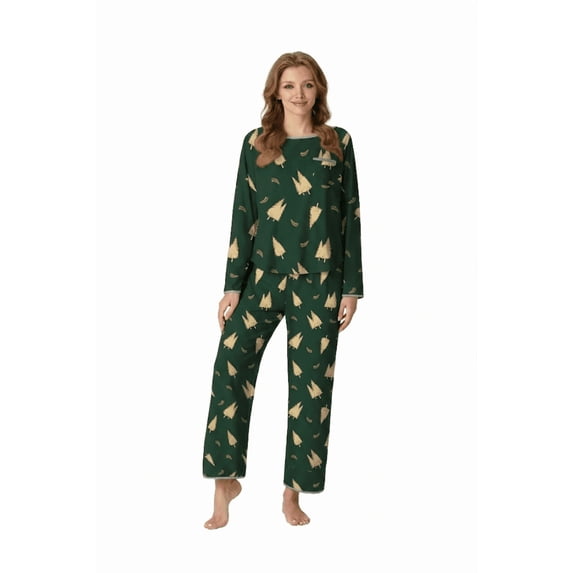MINTREUS Pajamas for Women Set 2 Piece Lounge Set Long Sleeve Pjs Long Pants Sleepwear with Pockets