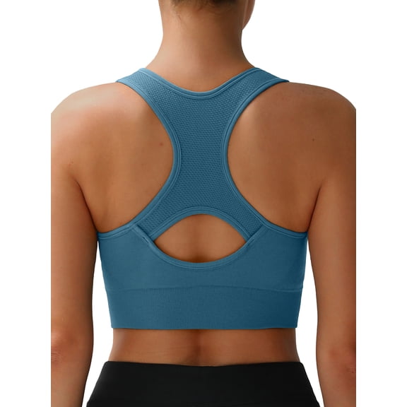 MINTREUS Racerback Sports Bras for Women - Padded Seamless Support Bra for Yoga Gym Workout Fitness