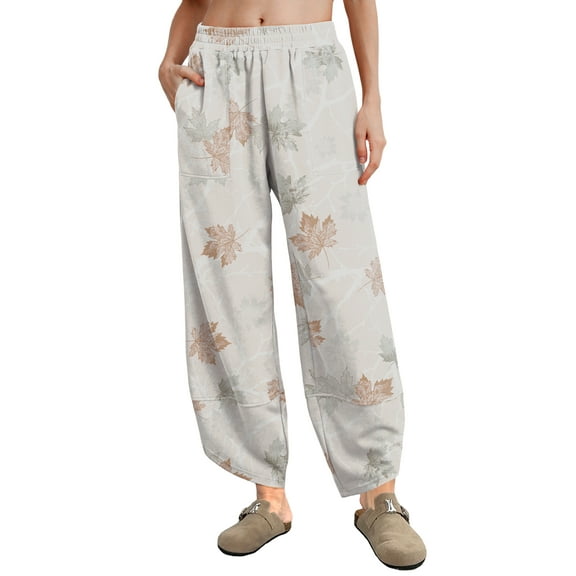 MINTREUS Womens Baggy Wide Leg Harem Pants Casual Elastic Waisted Palazzo Pants with Pockets