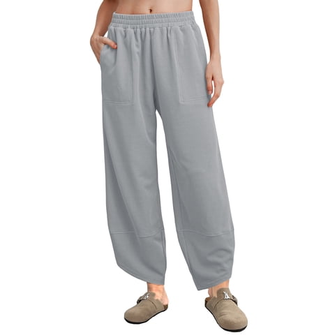 Womens Baggy Wide Leg Harem Pants Casual Elastic Waisted Palazzo Pants with Pockets