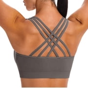 MINTREUS Sports Bras for Women,Padded Strappy Sports Bras Criss-Cross Back Yoga Cami Medium Support Sports Bras with Removable Cups