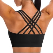 MINTREUS Sports Bras for Women,Padded Strappy Sports Bras Criss-Cross Back Yoga Cami Medium Support Sports Bras with Removable Cups