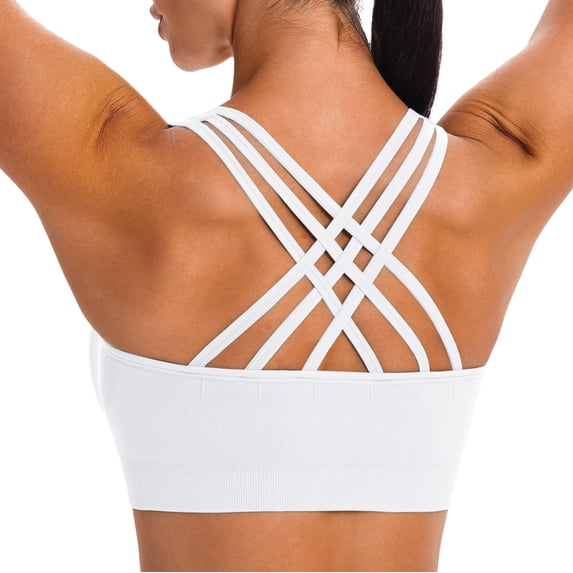 MINTREUS Sports Bras for Women,Padded Strappy Sports Bras Criss-Cross Back Yoga Cami Medium Support Sports Bras with Removable Cups